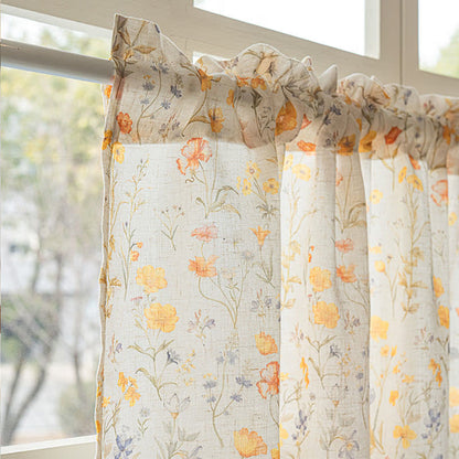 Floral Semi-Sheer Kitchen Half Curtain - image 6