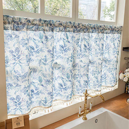 Botanical Linen Kitchen Curtain with Tassels - image 3