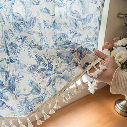Botanical Linen Kitchen Curtain with Tassels - image 8