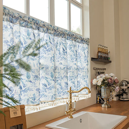 Botanical Linen Kitchen Curtain with Tassels - image 1