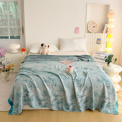 Artistic Botanical Bamboo Fiber Summer Blanket - image 1