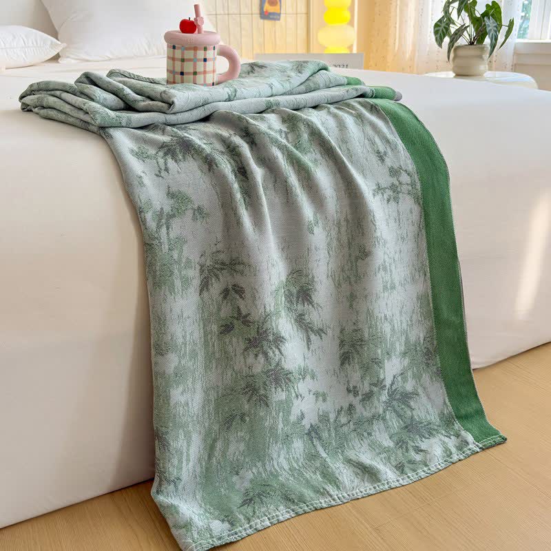 Artistic Botanical Bamboo Fiber Summer Blanket - Green - 79"W x 90"L - image 8