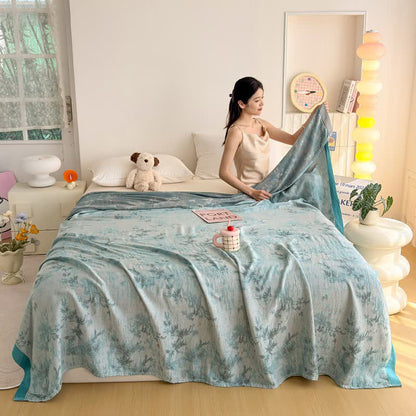 Artistic Botanical Bamboo Fiber Summer Blanket - image 2