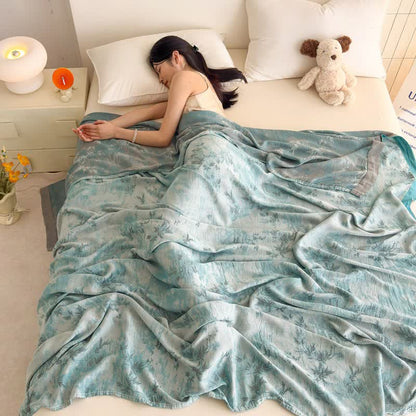 Artistic Botanical Bamboo Fiber Summer Blanket - image 4
