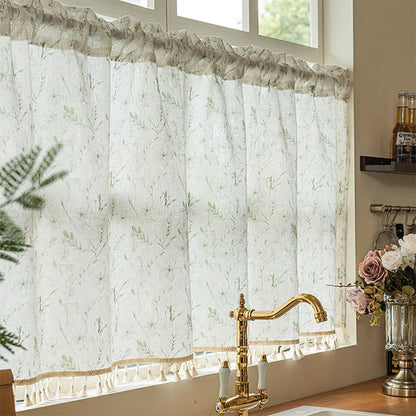 Botanical Leaf Semi-Sheer Short Drapes - 52"W x 96"L - image 0