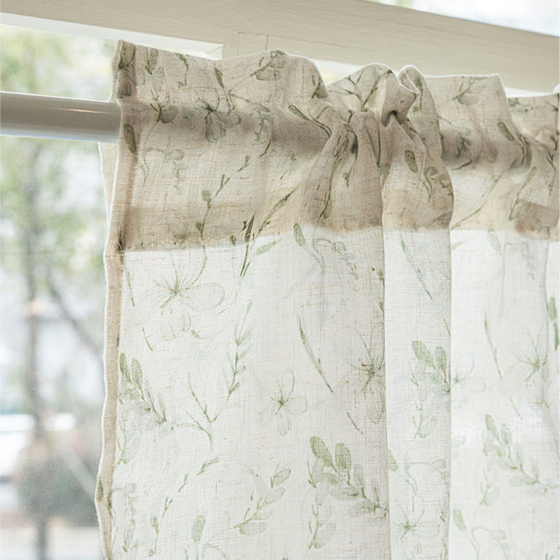 Botanical Leaf Semi-Sheer Short Drapes - image 7