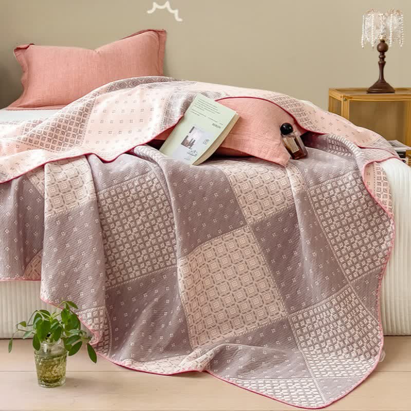 Geometric Patchwork Cotton Triple Gauze Quilt - image 7