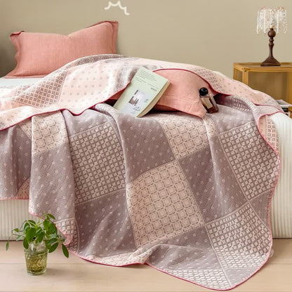 Geometric Patchwork Cotton Triple Gauze Quilt - image 7