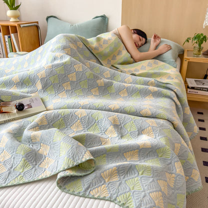 Artistic Leaf Cotton Triple Gauze Quilt - image 1