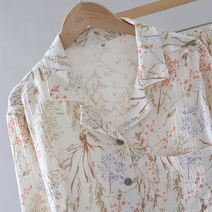 Muted Floral Cotton Gauze Pajama Set - image 4