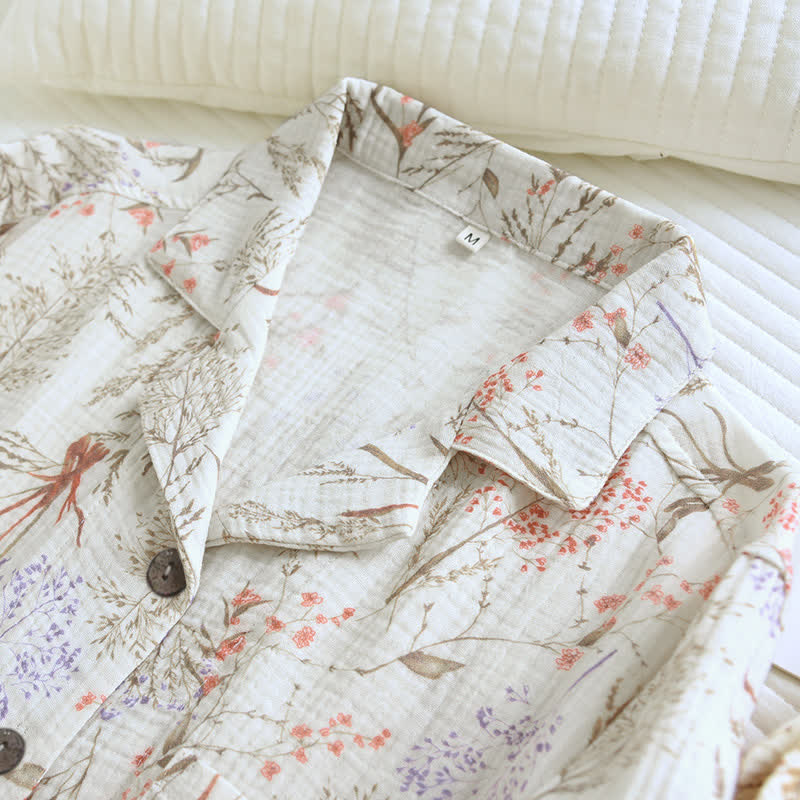 Muted Floral Cotton Gauze Pajama Set - image 5