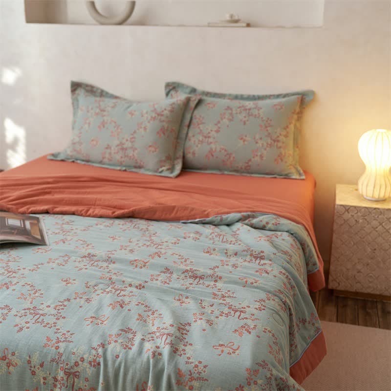 Cotton Gauze Jacquard Floral & Bow Bedding - image 7