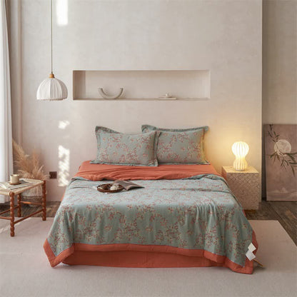 Cotton Gauze Jacquard Floral & Bow Bedding - Bedding Set - King - image 0
