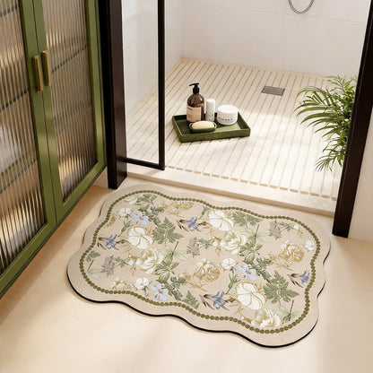 Floral Diatom Mud Quick-Dry Bathroom Mat - image 1