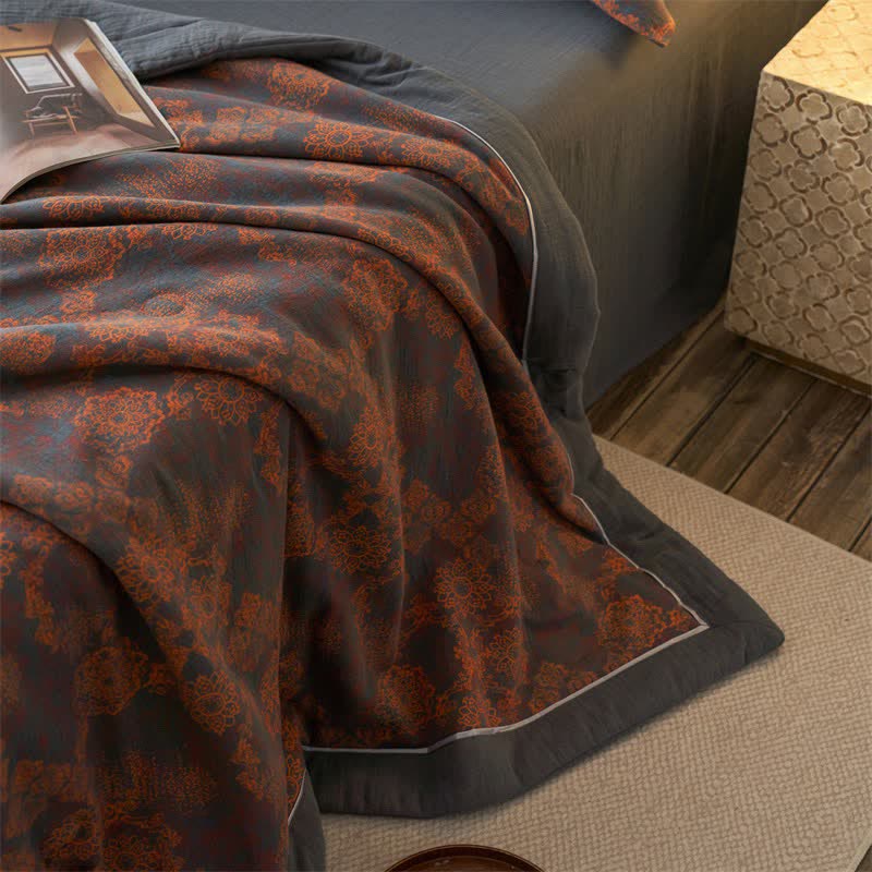 Cotton Gauze Jacquard Vintage Floral Bedding - image 16