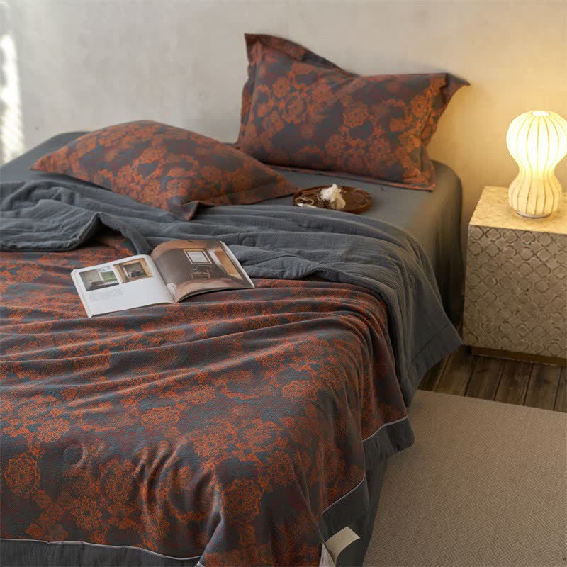 Cotton Gauze Jacquard Vintage Floral Bedding - image 6