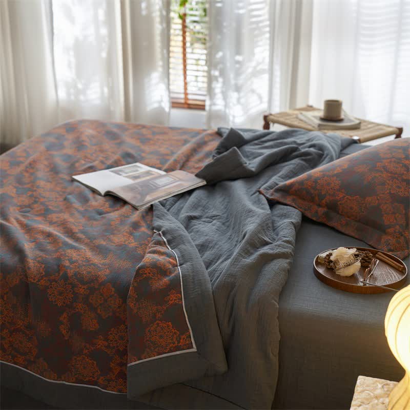 Cotton Gauze Jacquard Vintage Floral Bedding - image 14