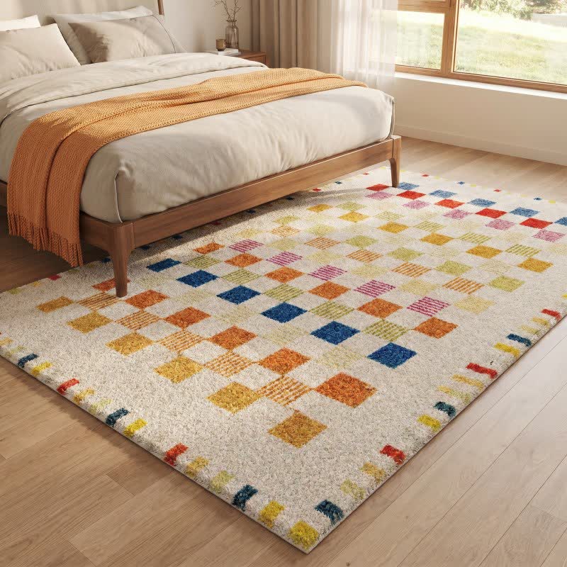 Soft Multicolor Checkerboard Area Rug - image 1