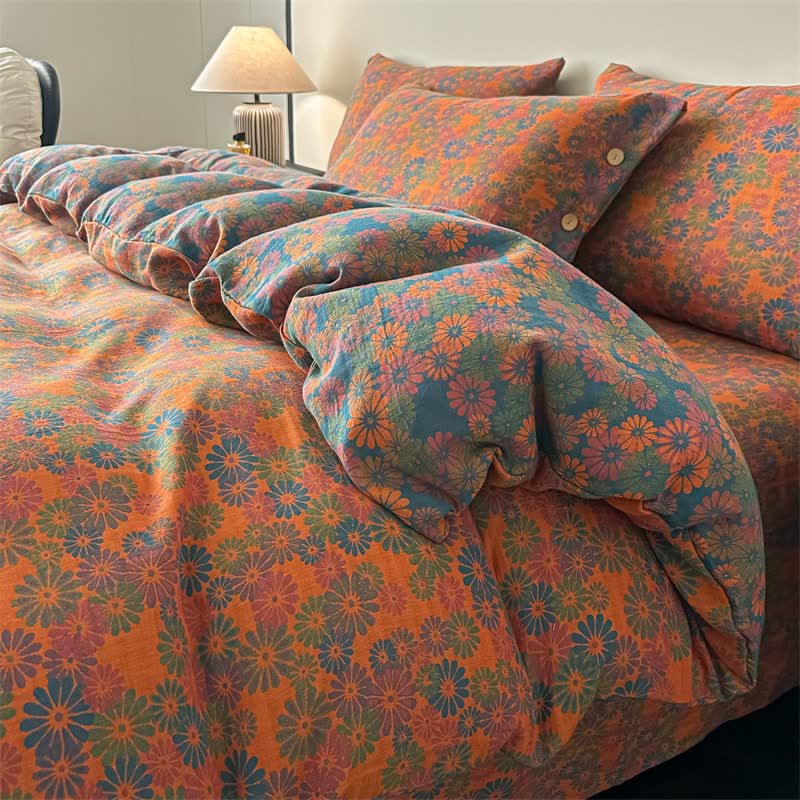 Vintage Daisy Pure Cotton Gauze Bedding(4PCS) - King - image 0