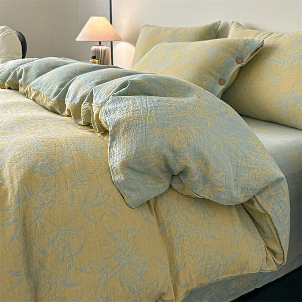 Artistic Floral & Leaf Cotton Gauze Bedding(4PCS) - King - image 0
