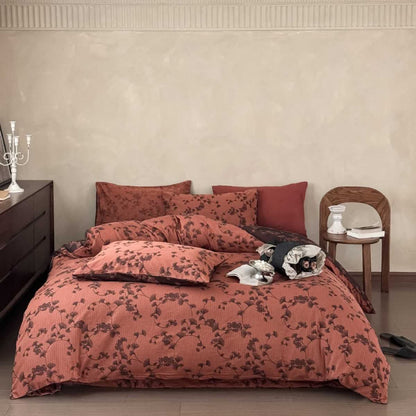 Vintage Ginkgo Leaf Pure Cotton Bedding(4PCS) - Orange - King - image 10