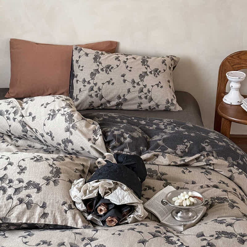 Vintage Ginkgo Leaf Pure Cotton Bedding(4PCS) - image 7