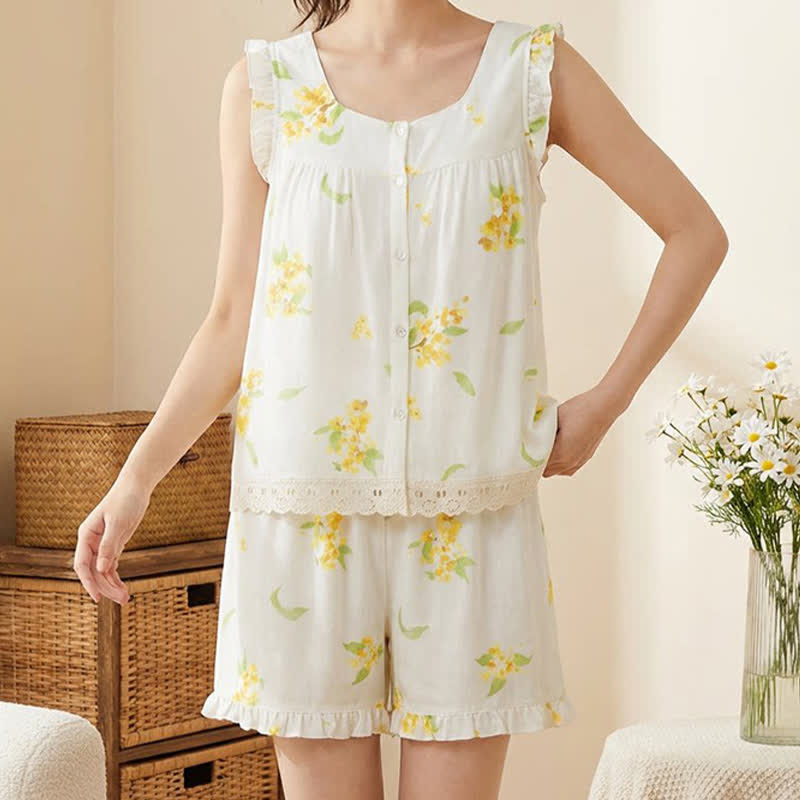 Osmanthus Ruffle Lace Sleeveless Loungewear Set - image 1