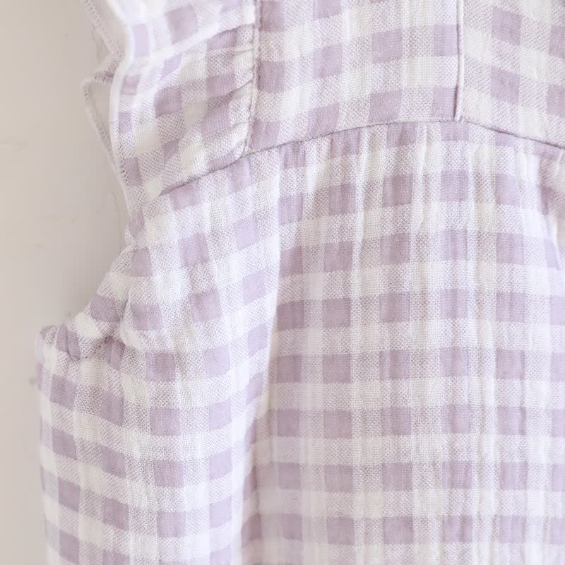 Ruffle Sleeve Gingham Cotton Pajama Set - image 11