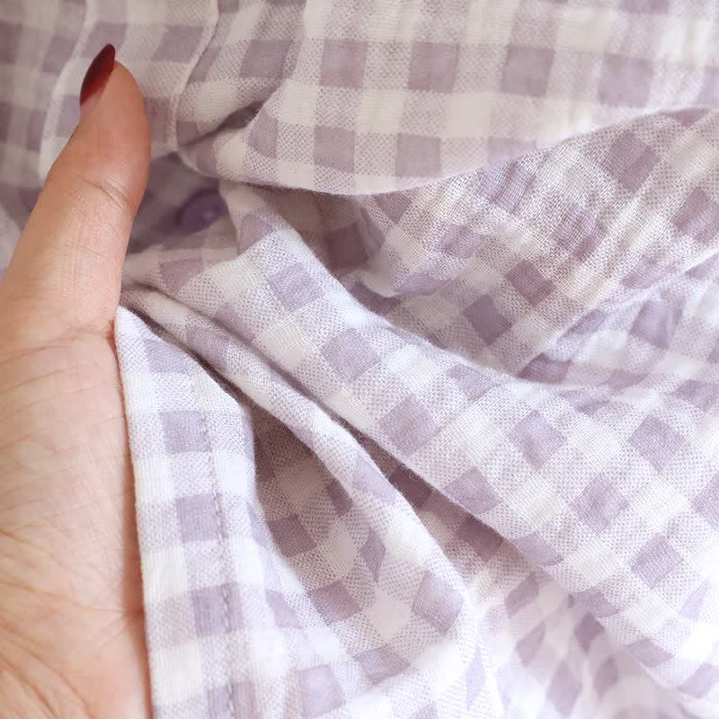 Ruffle Sleeve Gingham Cotton Pajama Set - image 16