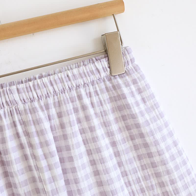 Ruffle Sleeve Gingham Cotton Pajama Set - image 14