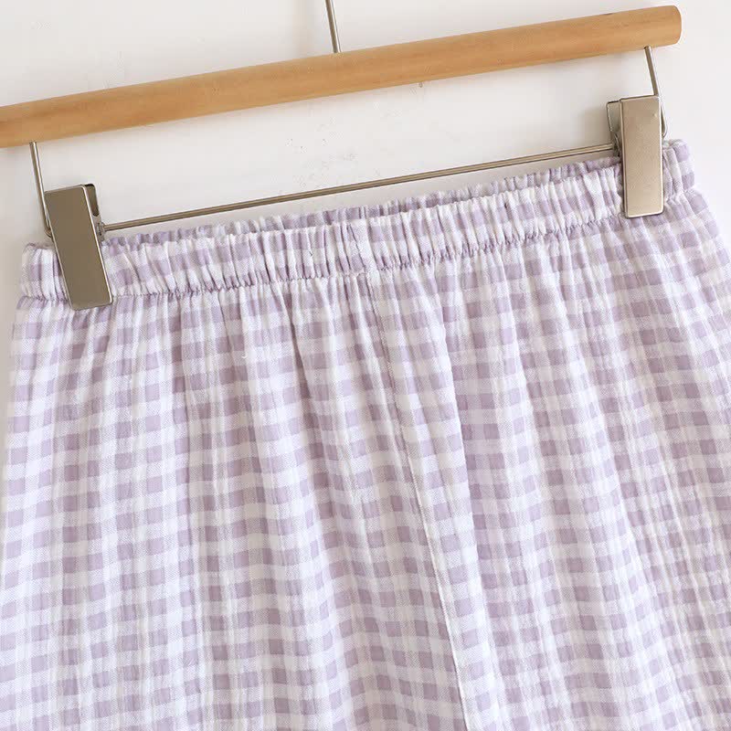 Ruffle Sleeve Gingham Cotton Pajama Set - image 13