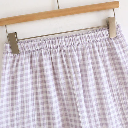 Ruffle Sleeve Gingham Cotton Pajama Set - image 13
