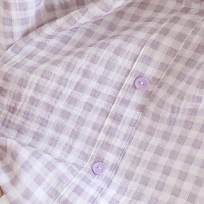 Ruffle Sleeve Gingham Cotton Pajama Set - image 10