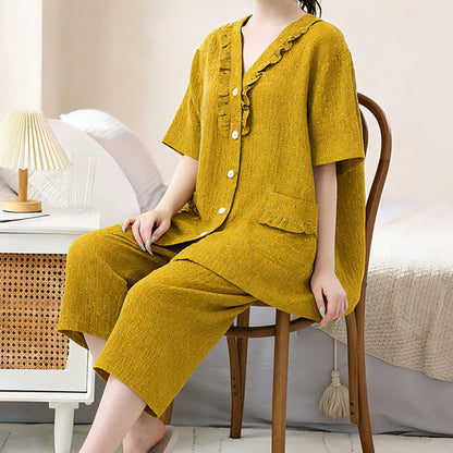 Mustard Cotton Ruffle Loungewear Set - image 4