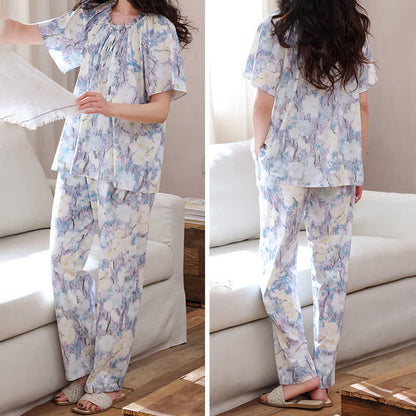 Watercolor Floral Cotton Pajama Set - image 6