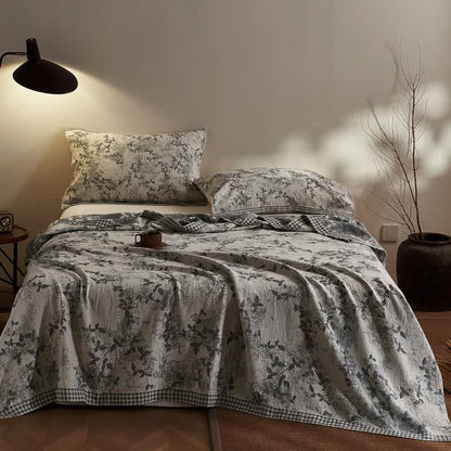 Artistic Vintage Floral Cotton Gauze Quilt - 2PCS Pillow Towels - 20" x 29" - image 0