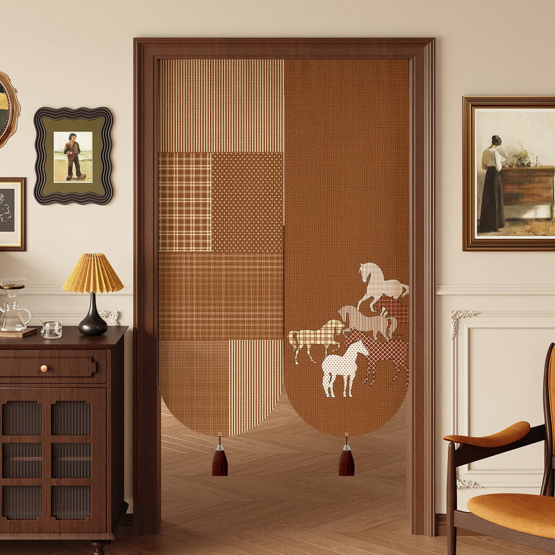 Vintage Equestrian Room Divider Door Curtain - 39"W x 55"L - image 0
