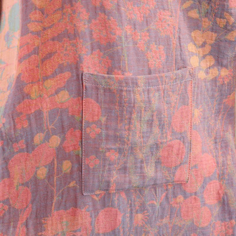 Artistic Botanical Cotton Gauze Kimono Robe - image 6
