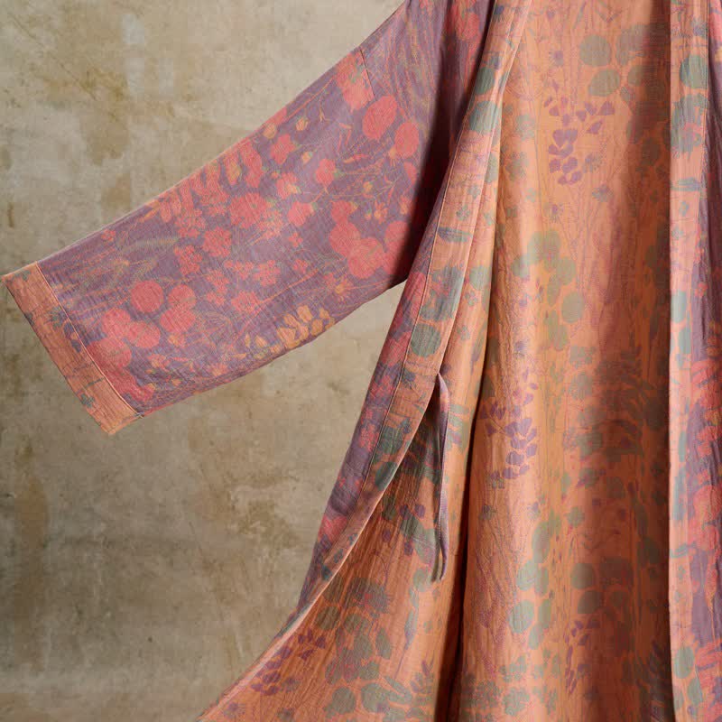 Artistic Botanical Cotton Gauze Kimono Robe - image 4