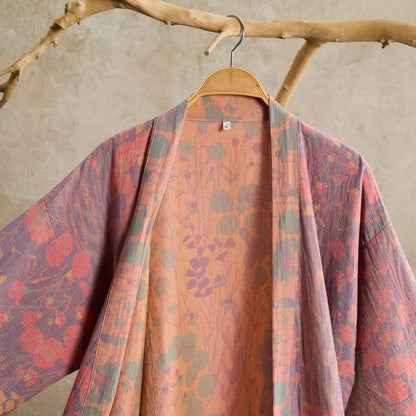Artistic Botanical Cotton Gauze Kimono Robe - image 2