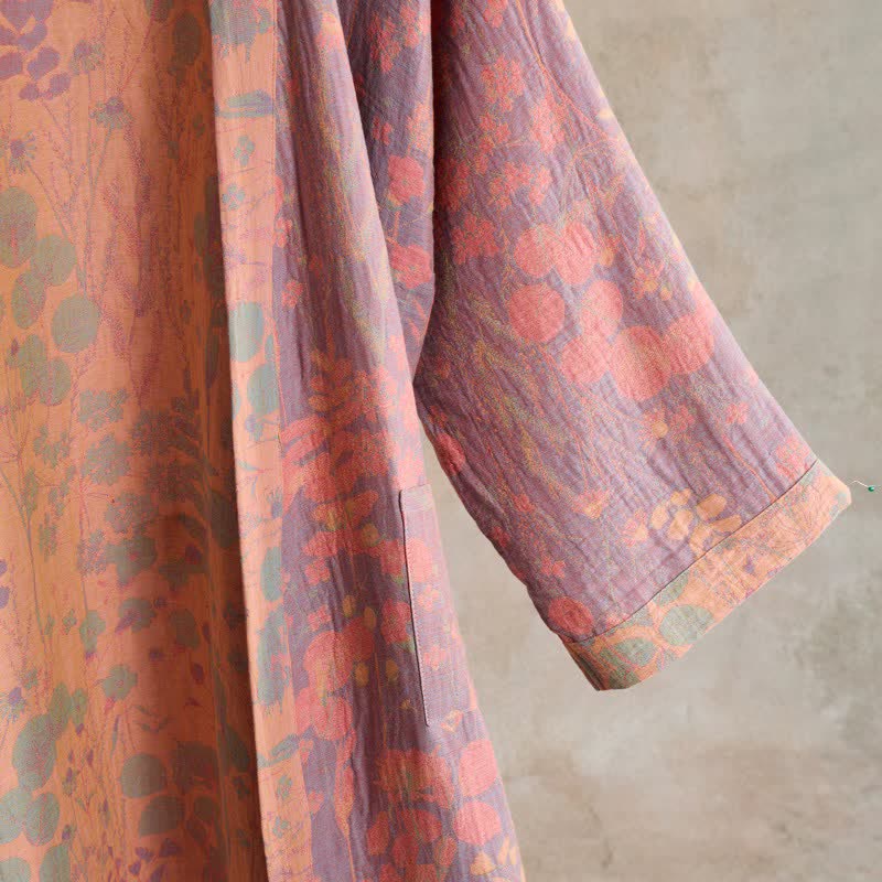 Artistic Botanical Cotton Gauze Kimono Robe - image 5