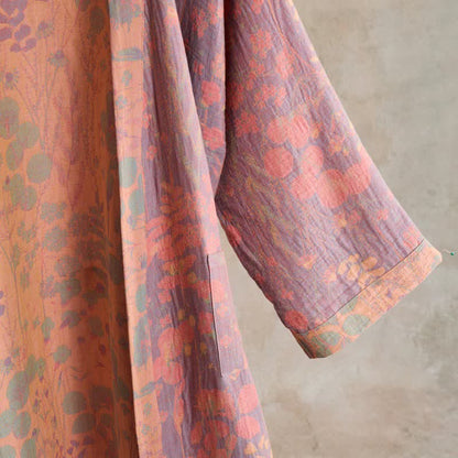 Artistic Botanical Cotton Gauze Kimono Robe - image 5