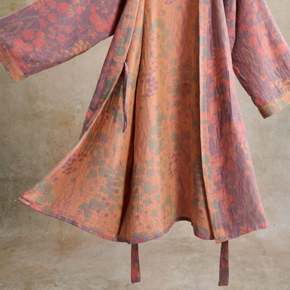 Artistic Botanical Cotton Gauze Kimono Robe - image 3