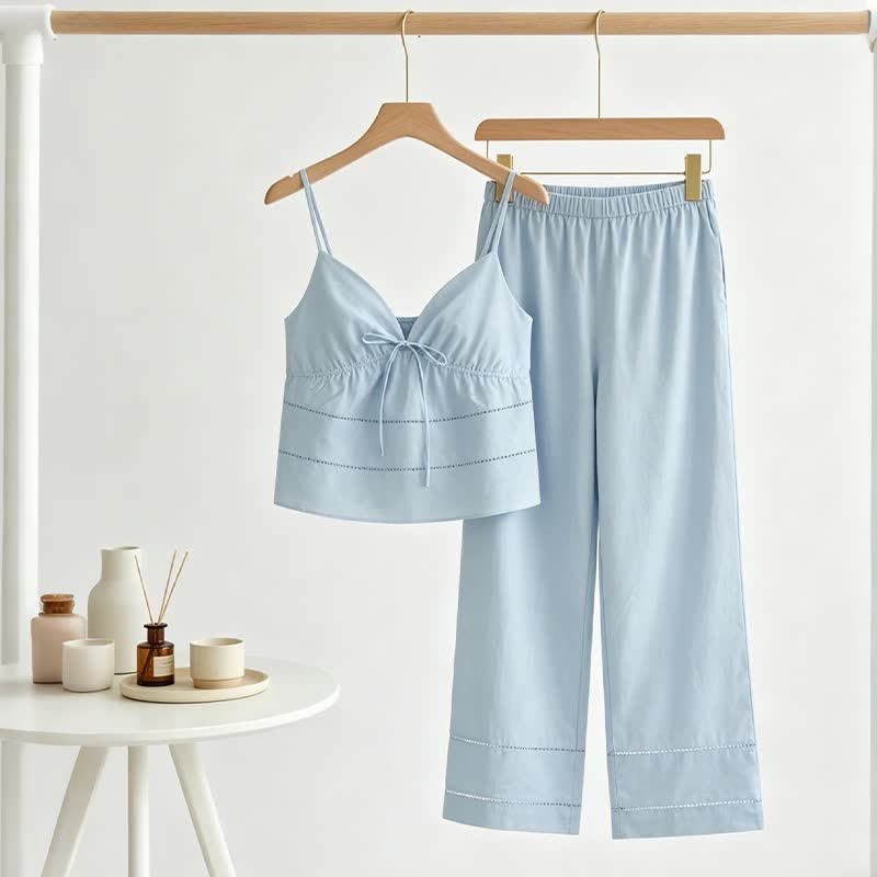 Solid Camisole & Pants Lounge Set - Blue - 3XL - image 0