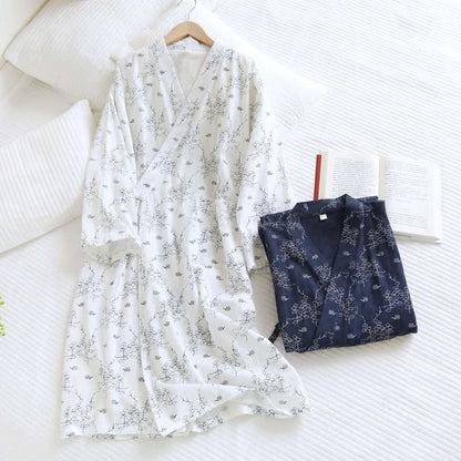 Unisex Floral Cotton Kimono Lounge Robe - image 2