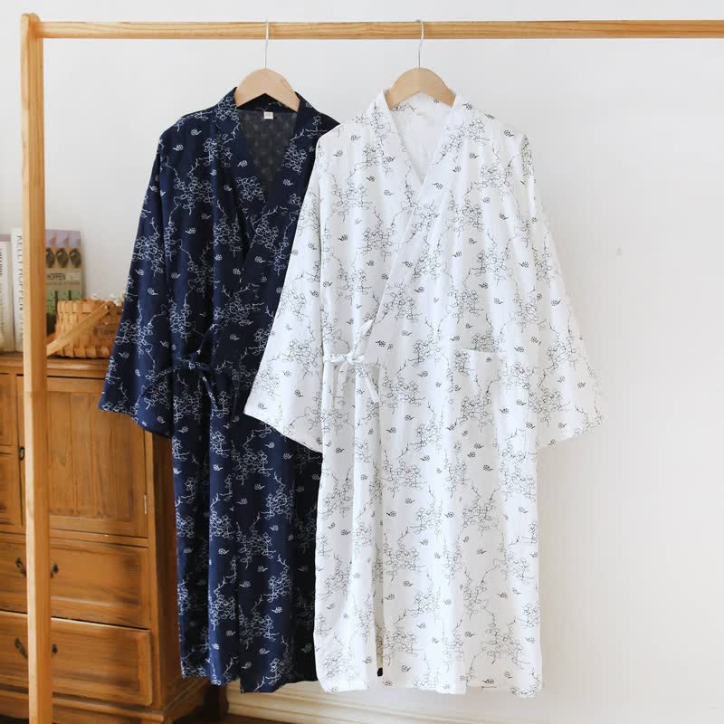 Unisex Floral Cotton Kimono Lounge Robe - image 0