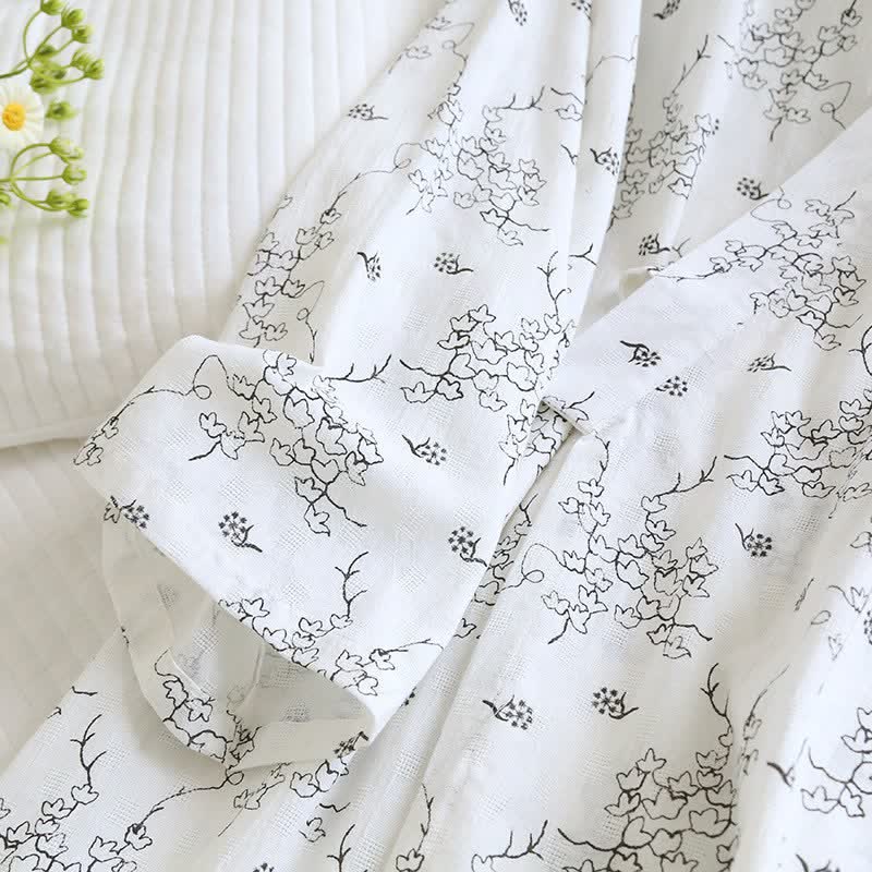 Unisex Floral Cotton Kimono Lounge Robe - image 6