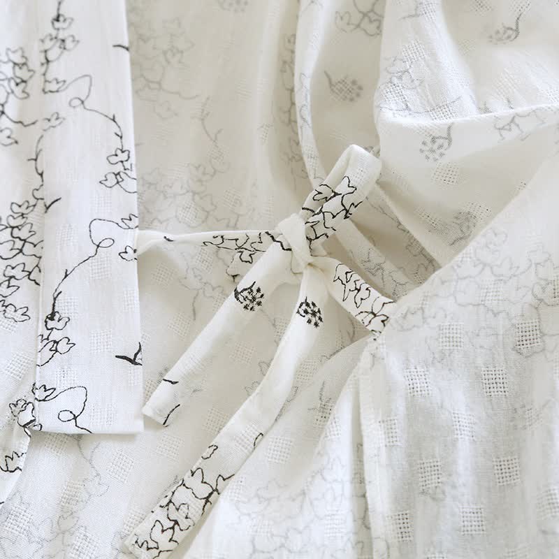Unisex Floral Cotton Kimono Lounge Robe - image 9