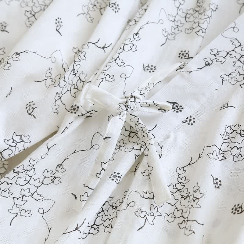 Unisex Floral Cotton Kimono Lounge Robe - image 7