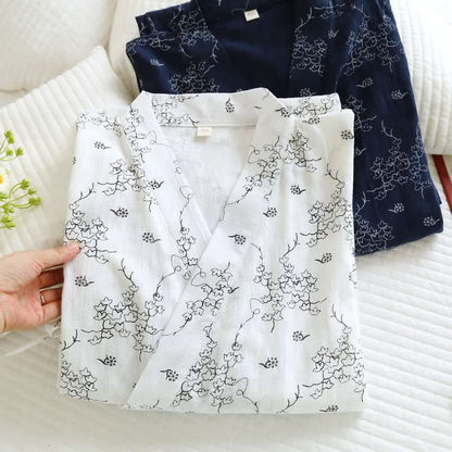 Unisex Floral Cotton Kimono Lounge Robe - image 1
